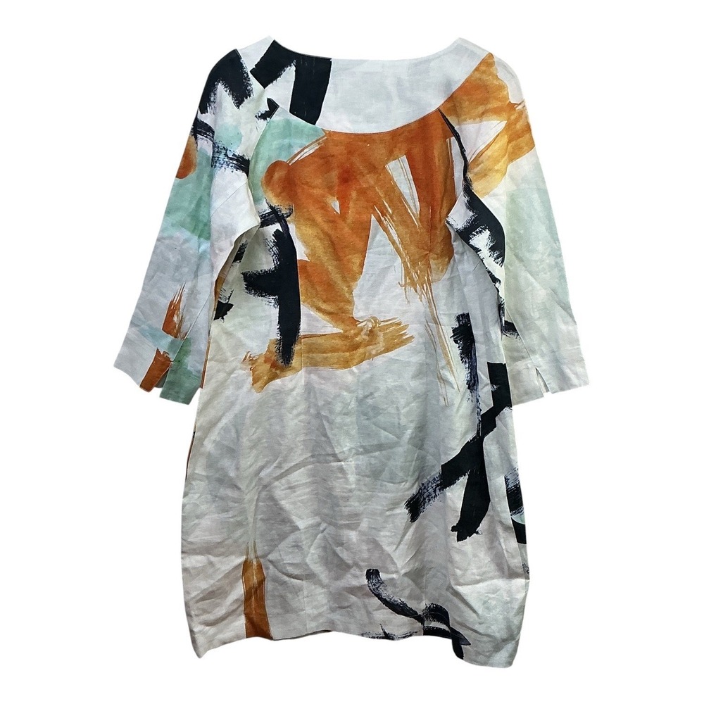 Bitte Kai Rand 100% Linen Abstract Print Shift Dress 3/4 Sleeve Pockets Size M - Picture 7 of 13